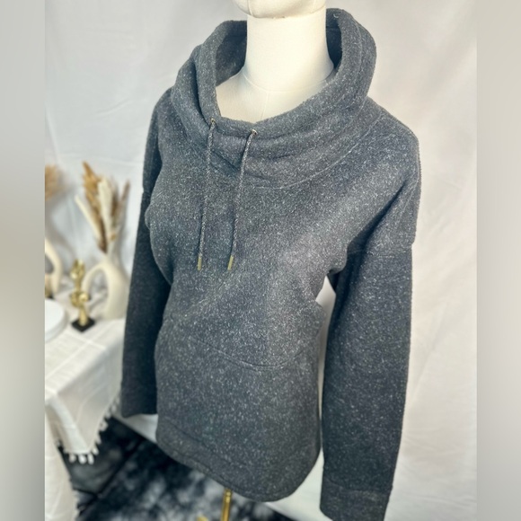 EUC Nike Heather Black Therma Fleece Cozy Cowl Pullover Sweater - Picture 6 of 16